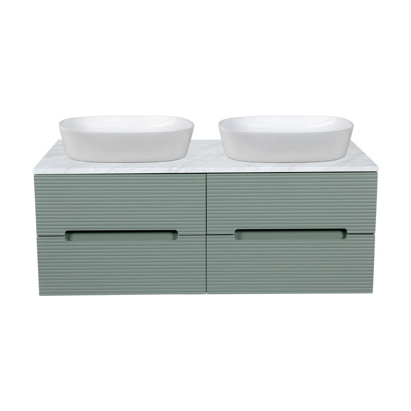 Tailored Bathrooms Monza Plus Fluted Wall Hung 1200mm Double Vanity Unit with Counter Top (1 size, 9 colours) - Brand New Bathrooms