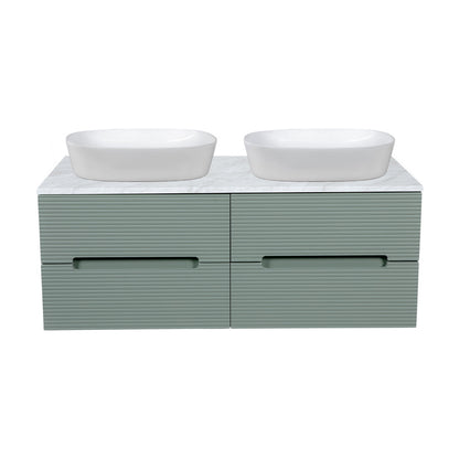 Tailored Bathrooms Monza Plus Fluted Wall Hung 1200mm Double Vanity Unit with Counter Top (1 size, 9 colours) - Brand New Bathrooms