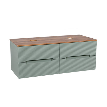Tailored Bathrooms Monza Plus Fluted Wall Hung 1200mm Double Vanity Unit with Counter Top (1 size, 9 colours) - Brand New Bathrooms