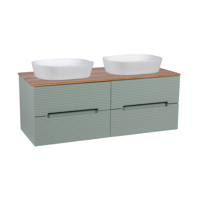 Tailored Bathrooms Monza Plus Fluted Wall Hung 1200mm Double Vanity Unit with Counter Top (1 size, 9 colours) - Brand New Bathrooms