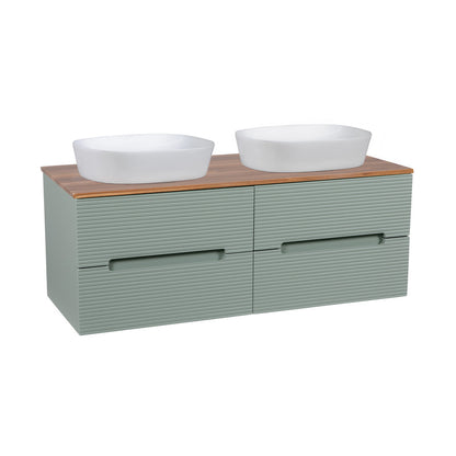 Tailored Bathrooms Monza Plus Fluted Wall Hung 1200mm Double Vanity Unit with Counter Top (1 size, 9 colours) - Brand New Bathrooms