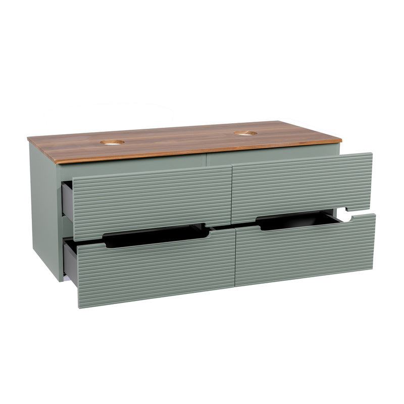 Tailored Bathrooms Monza Plus Fluted Wall Hung 1200mm Double Vanity Unit with Counter Top (1 size, 9 colours) - Brand New Bathrooms