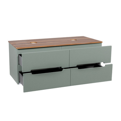 Tailored Bathrooms Monza Plus Fluted Wall Hung 1200mm Double Vanity Unit with Counter Top (1 size, 9 colours) - Brand New Bathrooms