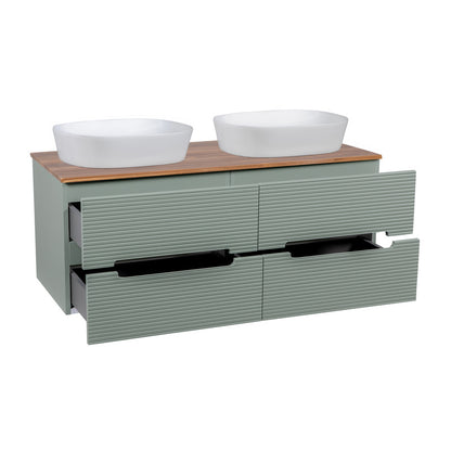 Tailored Bathrooms Monza Plus Fluted Wall Hung 1200mm Double Vanity Unit with Counter Top (1 size, 9 colours) - Brand New Bathrooms