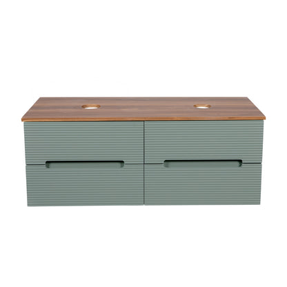 Tailored Bathrooms Monza Plus Fluted Wall Hung 1200mm Double Vanity Unit with Counter Top (1 size, 9 colours) - Brand New Bathrooms