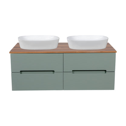 Tailored Bathrooms Monza Plus Fluted Wall Hung 1200mm Double Vanity Unit with Counter Top (1 size, 9 colours) - Brand New Bathrooms
