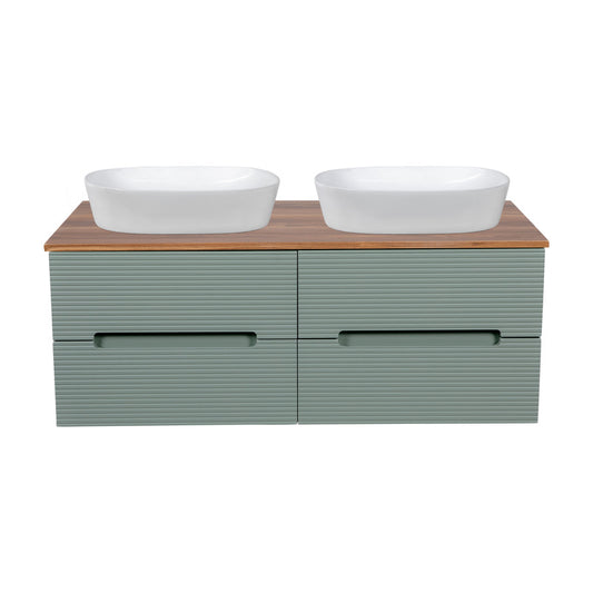 Tailored Bathrooms Monza Plus Fluted Wall Hung 1200mm Double Vanity Unit with Counter Top (1 size, 9 colours)