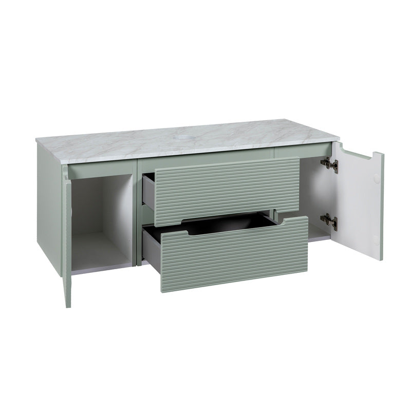 Tailored Bathrooms Monza Plus Fluted Wall Hung 1200mm Vanity Unit with 2 Side Cabinets & Counter Top (1 size, 9 colours) - Brand New Bathrooms