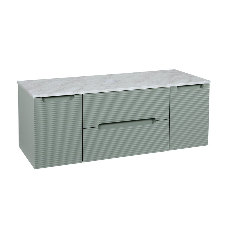 Tailored Bathrooms Monza Plus Fluted Wall Hung 1200mm Vanity Unit with 2 Side Cabinets & Counter Top (1 size, 9 colours) - Brand New Bathrooms
