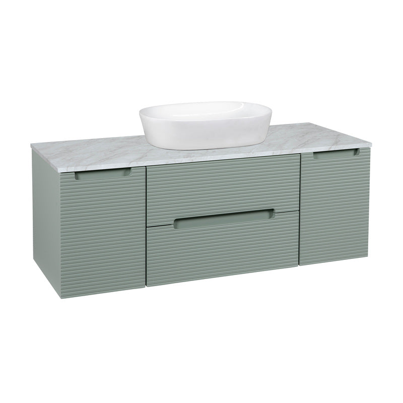 Tailored Bathrooms Monza Plus Fluted Wall Hung 1200mm Vanity Unit with 2 Side Cabinets & Counter Top (1 size, 9 colours) - Brand New Bathrooms