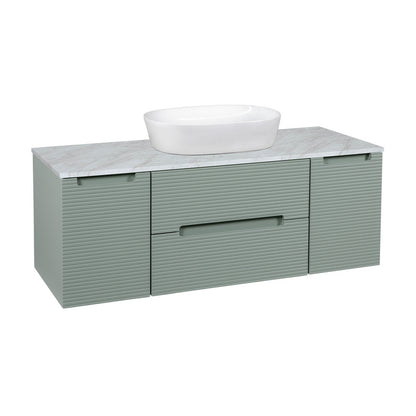 Tailored Bathrooms Monza Plus Fluted Wall Hung 1200mm Vanity Unit with 2 Side Cabinets & Counter Top (1 size, 9 colours) - Brand New Bathrooms