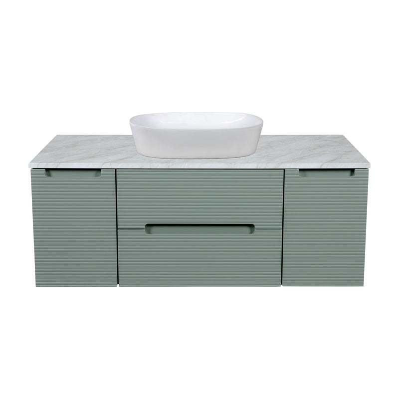 Tailored Bathrooms Monza Plus Fluted Wall Hung 1200mm Vanity Unit with 2 Side Cabinets & Counter Top (1 size, 9 colours) - Brand New Bathrooms