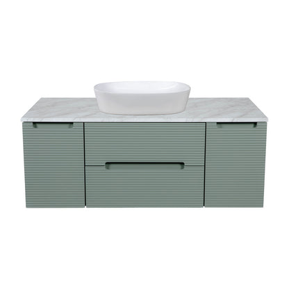 Tailored Bathrooms Monza Plus Fluted Wall Hung 1200mm Vanity Unit with 2 Side Cabinets & Counter Top (1 size, 9 colours) - Brand New Bathrooms