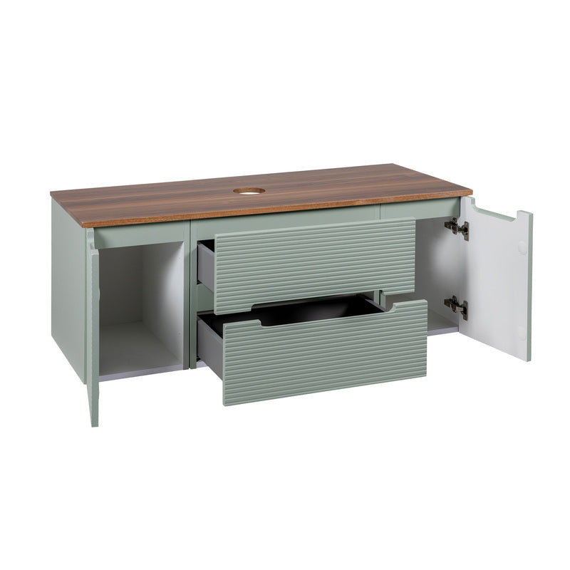 Tailored Bathrooms Monza Plus Fluted Wall Hung 1200mm Vanity Unit with 2 Side Cabinets & Counter Top (1 size, 9 colours) - Brand New Bathrooms