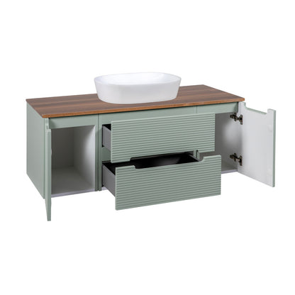 Tailored Bathrooms Monza Plus Fluted Wall Hung 1200mm Vanity Unit with 2 Side Cabinets & Counter Top (1 size, 9 colours) - Brand New Bathrooms