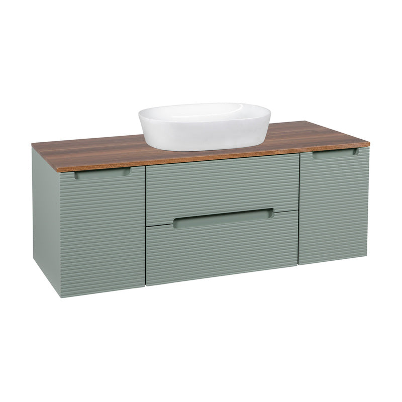 Tailored Bathrooms Monza Plus Fluted Wall Hung 1200mm Vanity Unit with 2 Side Cabinets & Counter Top (1 size, 9 colours) - Brand New Bathrooms