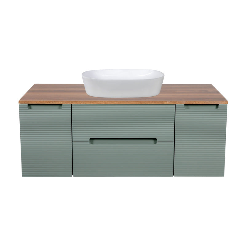 Tailored Bathrooms Monza Plus Fluted Wall Hung 1200mm Vanity Unit with 2 Side Cabinets & Counter Top (1 size, 9 colours) - Brand New Bathrooms