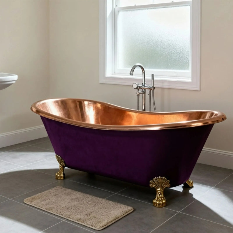 Coppersmith Creations Clawfoot Copper Bathtub (1 size, Purple Violet) - Brand New Bathrooms