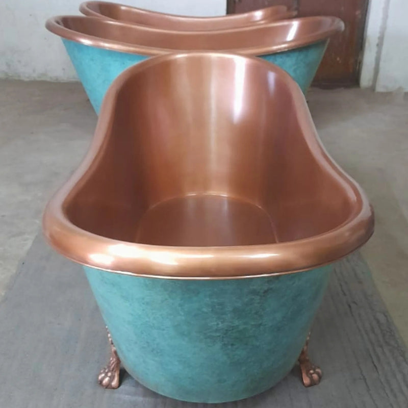 Coppersmith Creations Clawfoot Copper Bathtub (2 sizes, Plain Antique Finish Interior, Patina Exterior) - Brand New Bathrooms