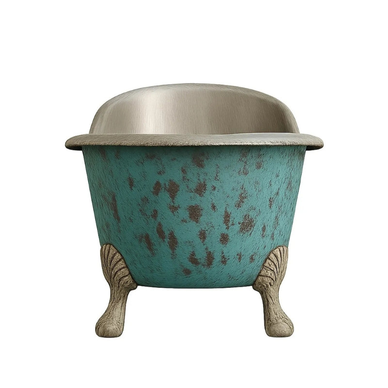 Coppersmith Creations Clawfoot Copper Verdigris Patina Exterior & Tin Interior Single Slipper Bathtub  (1 Size, Patina) - Brand New Bathrooms