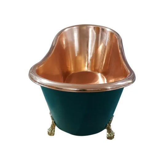 Coppersmith Creations Copper and Brass Clawfoot Legs Bathtub (1 size, Blue Green Exterior) - Brand New Bathrooms
