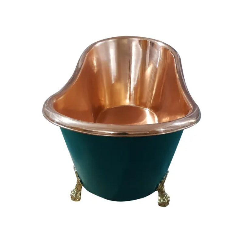 Coppersmith Creations Copper and Brass Clawfoot Legs Bathtub (1 size, Blue Green Exterior) - Brand New Bathrooms