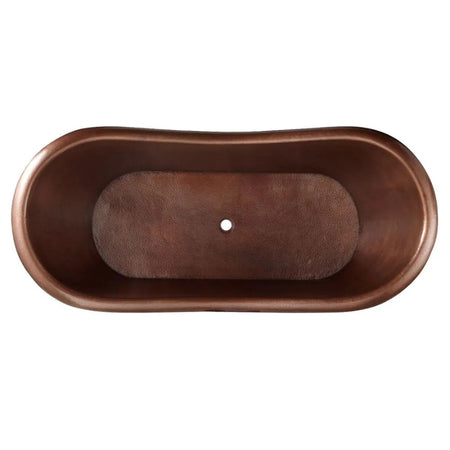 Coppersmith Creations Hammered Double Slipper Cascading Beaded Base Bathtub (2 sizes, Copper) - Brand New Bathrooms