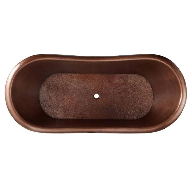 Coppersmith Creations Hammered Double Slipper Cascading Beaded Base Bathtub (2 sizes, Copper) - Brand New Bathrooms