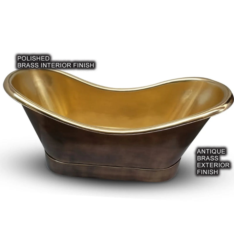 Coppersmith Creations Roll Top Brass Bathtub (1 size, Polished Brass Interior, Antique Brass Exterior) - Brand New Bathrooms