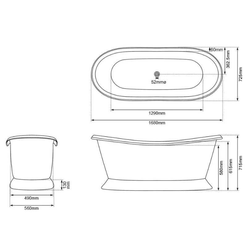 Coppersmith Creations Slanting Base Stainless Steel Bathtub (1 size, Weathered Patina) - Brand New Bathrooms