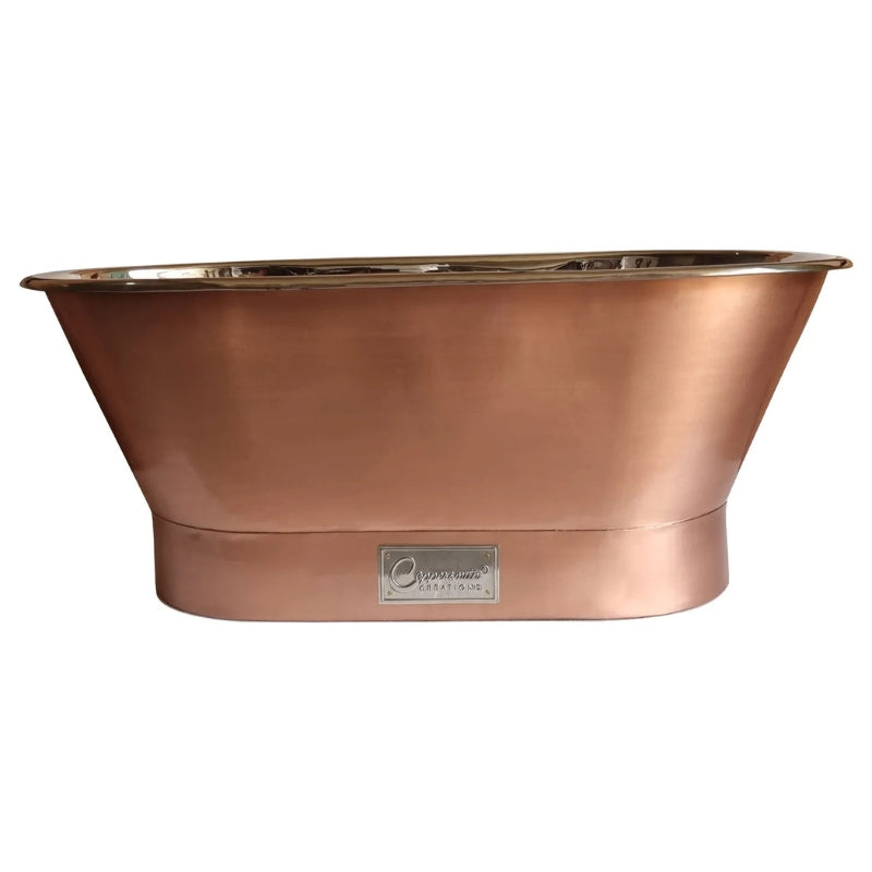 Coppersmith Creations Straight Base Copper Bathtub (1 size, Brushed Copper Exterior, Polished Nickel Interior) - Brand New Bathrooms