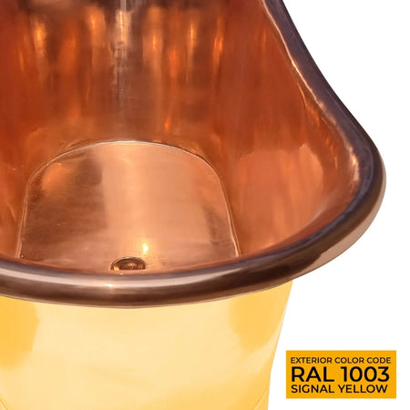 Coppersmith Creations Straight Base Copper Bathtub (1 size, Polished Copper Interior, Signal Yellow Exterior) - Brand New Bathrooms