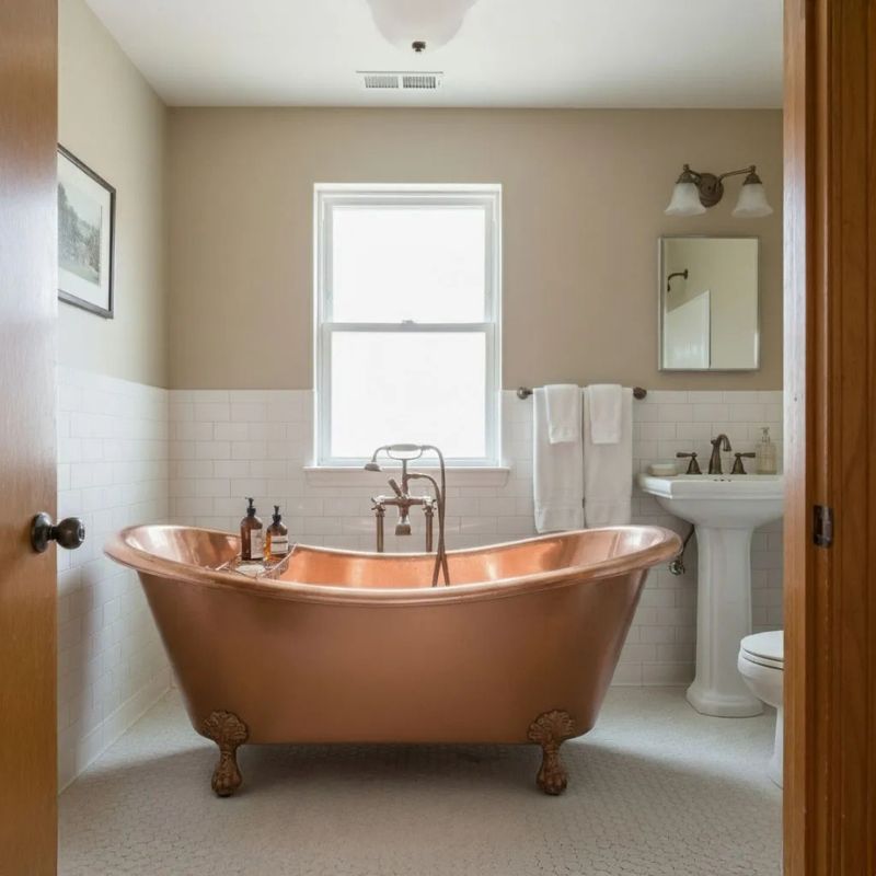 Coppersmith Creations Hammered Clawfoot Copper Bathtub (1 size, Polished Copper) - Brand New Bathrooms