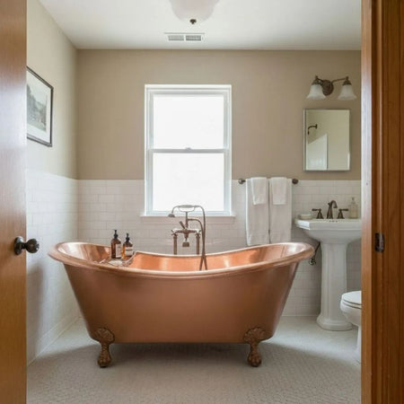 Coppersmith Creations Hammered Clawfoot Copper Bathtub (1 size, Polished Copper) - Brand New Bathrooms