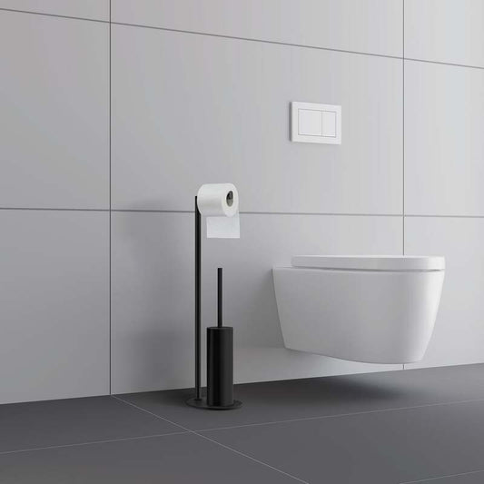 Smedbo Outline Toilet Roll Holder with Toilet Brush (2 colours) - Brand New Bathrooms
