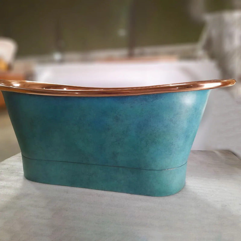 Coppersmith Creations Straight Base Copper Bathtub (1 size, Polished Copper Interior, Patina Exterior) - Brand New Bathrooms