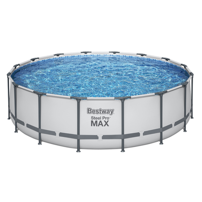Bestway Round Steel Pro MAX™ Grey 16ft x 48" Above Ground Swimming Pool, Filter, Pump & Accessories