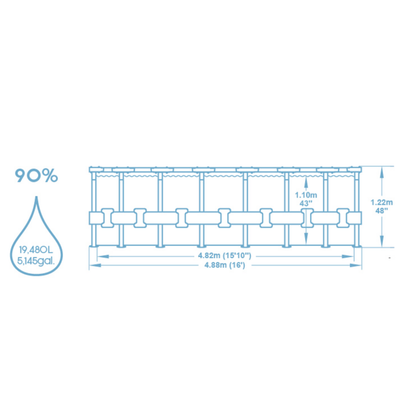 Bestway Round Steel Pro MAX™ Grey 16ft x 48" Above Ground Swimming Pool, Filter, Pump & Accessories