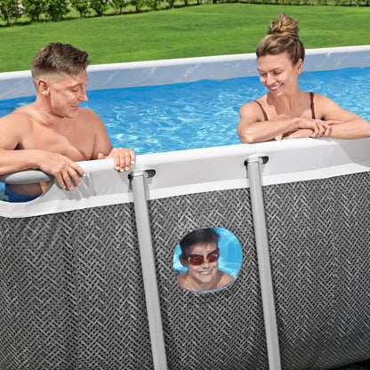 Bestway 16ft x 8ft x 48" Rectangular Steel Pro MAX™ Splashview Above Ground Swimming Pool, Filter Pump & Accessories