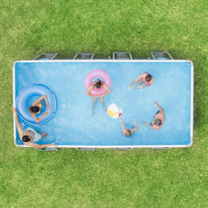 Bestway 16ft x 8ft x 48" Rectangular Steel Pro MAX™ Splashview Above Ground Swimming Pool, Filter Pump & Accessories