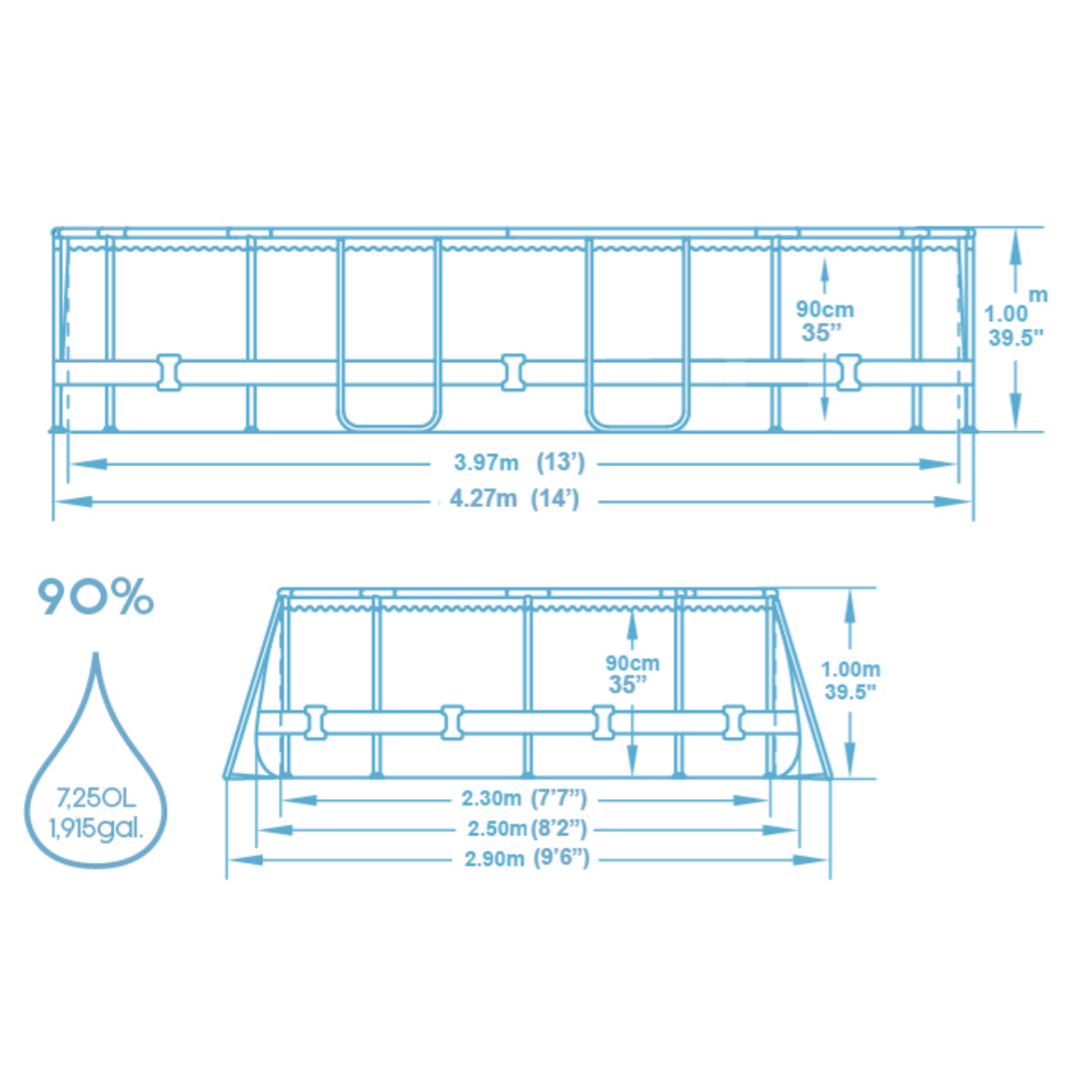 Bestway 14ft x 8ft 2" x 39.5" Oval Steel Pro Max Above Ground Swimming Pool, Filter Pump & Accessories