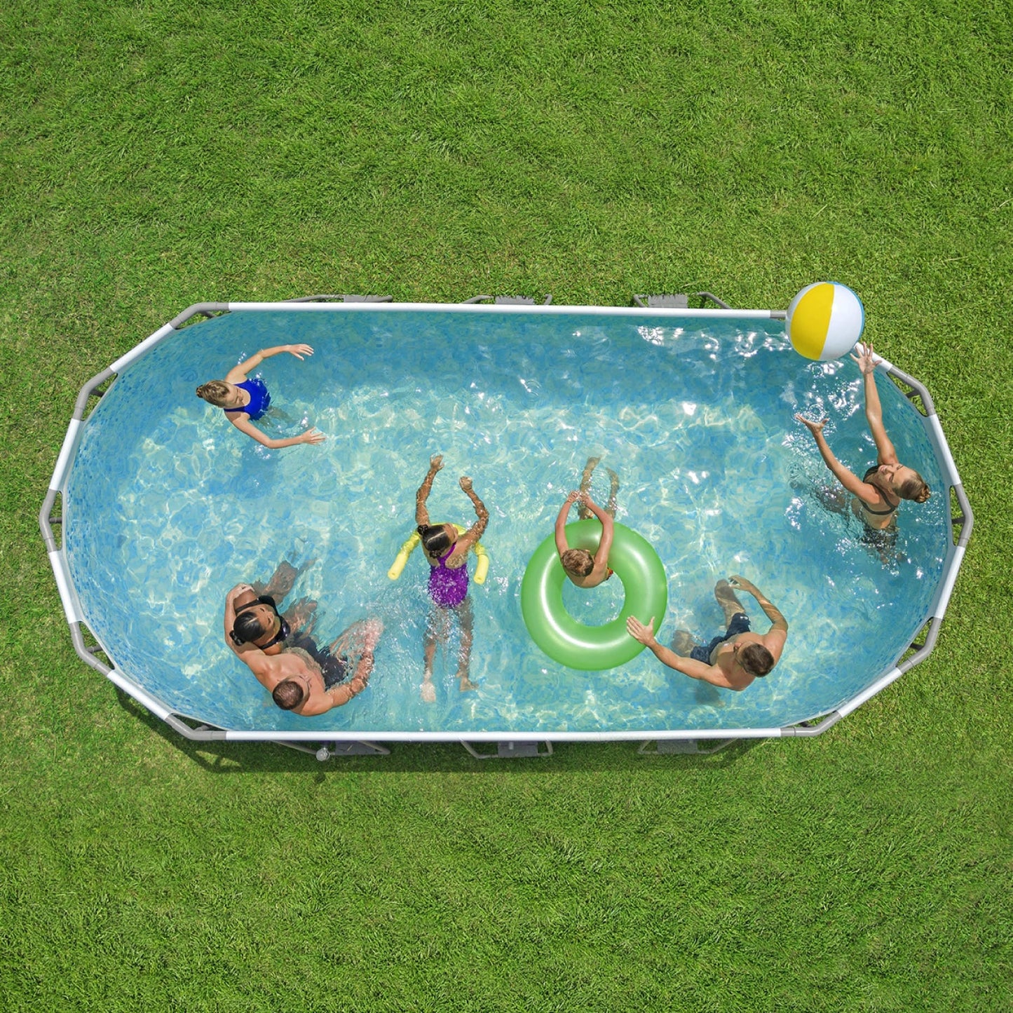 Bestway 18ft x 9ft x 48" Oval Steel Pro Max™ Splashview Above Ground Swimming Pool, Filter Pump & Accessories