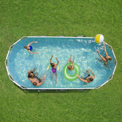 Bestway 18ft x 9ft x 48" Oval Steel Pro Max™ Splashview Above Ground Swimming Pool, Filter Pump & Accessories