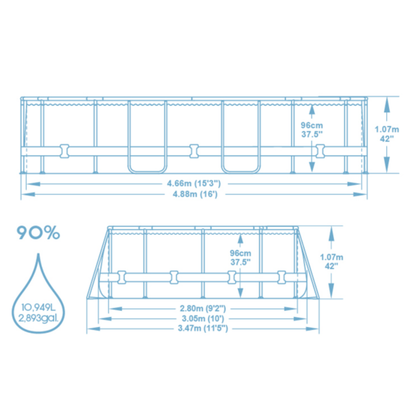 Bestway 16ft x 10ft x 42" Oval Steel Pro MAX™ Splashview Above Ground Swimming Pool, Sand Filter Pump & Accessories