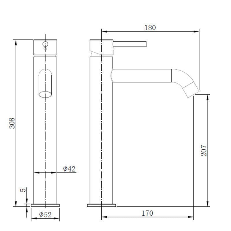 Tailored Bathrooms TB+ Redondo Round Tall ECO Control/Cold Water Start Basin Mixer (4 colours) - Brand New Bathrooms