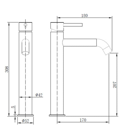 Tailored Bathrooms TB+ Redondo Round Tall ECO Control/Cold Water Start Basin Mixer (4 colours) - Brand New Bathrooms