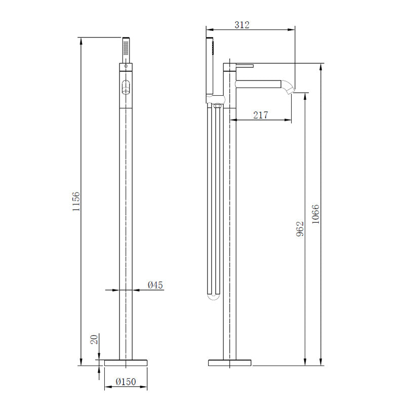 Tailored Bathrooms TB+ Redondo Round Freestanding Bath Tap with Shower Mixer (4 colours) - Brand New Bathrooms