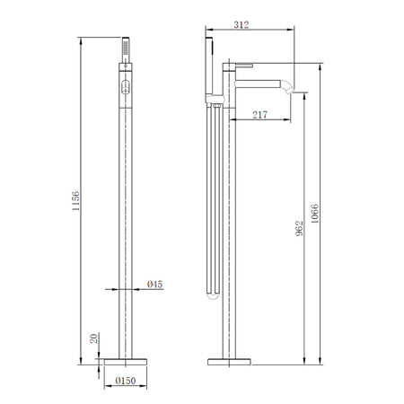 Tailored Bathrooms TB+ Redondo Round Freestanding Bath Tap with Shower Mixer (4 colours) - Brand New Bathrooms