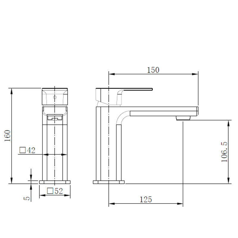 Tailored Bathrooms TB+ Quadrado Square ECO Control/Cold Water Start Basin Mixer (3 colours) - Brand New Bathrooms