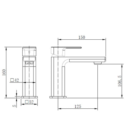 Tailored Bathrooms TB+ Quadrado Square ECO Control/Cold Water Start Basin Mixer (3 colours) - Brand New Bathrooms